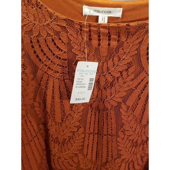 Maurice Women's XL  Rusty Brown Lace Sleeveless Fit & Flare Maxi‎ Dress - Picture 2 of 12